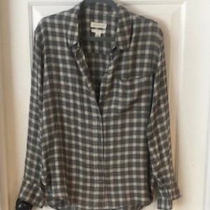 Treasure and Bond Olive Plaid Boyfriend Shirt